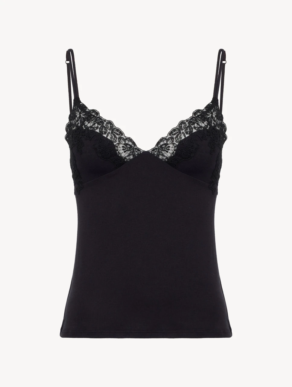Débardeur Côtelé En Cachemire Mélangé Dans La Nuance Onyx Rehaussé De Guipure « frastaglio »-Pyjamas-ANGEL KISS 1 Débardeur Côtelé En Cachemire Mélangé Dans La Nuance Onyx Rehaussé De Guipure « frastaglio »-Pyjamas-ANGEL KISS