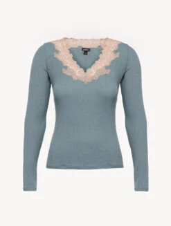 Maille Côtelée à Manches Longues En Cachemire Mélangé Sleepy Dream Rehaussé De Guipure « frastaglio »-Pyjamas-ANGEL KISS