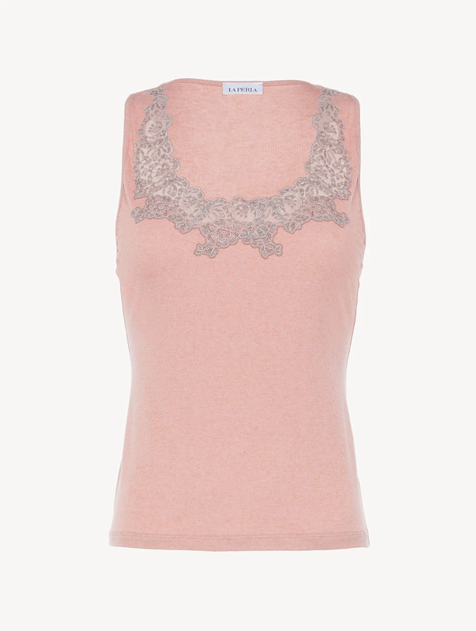 Débardeur Côtelé à Bretelles Larges En Cachemire Mélangé Dans La Nuance Blush Clay Rehaussé De Guipure « frastaglio »-Pyjamas-ANGEL KISS 1 Débardeur Côtelé à Bretelles Larges En Cachemire Mélangé Dans La Nuance Blush Clay Rehaussé De Guipure « frastaglio »-Pyjamas-ANGEL KISS