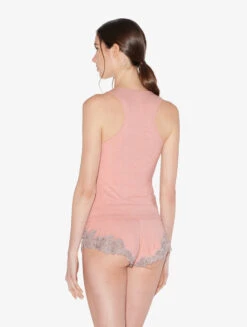 Débardeur Côtelé à Bretelles Larges En Cachemire Mélangé Dans La Nuance Blush Clay Rehaussé De Guipure « frastaglio »-Pyjamas-ANGEL KISS 7 Débardeur Côtelé à Bretelles Larges En Cachemire Mélangé Dans La Nuance Blush Clay Rehaussé De Guipure « frastaglio »-Pyjamas-ANGEL KISS -Mode Lingerie Boutique CFIPLM0056940 MUW241 2 84567 05321.1657206152