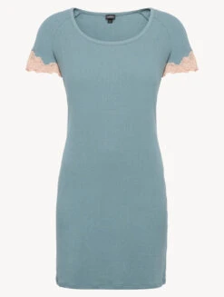 Chemise De Nuit Courte Côtelée En Cachemire Mélangé Sleepy Dream Rehaussé De Guipure « frastaglio »-Chemises De Nuit-ANGEL KISS