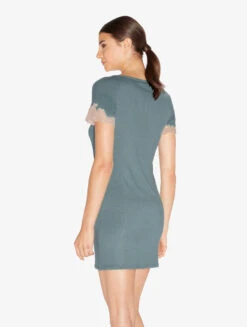 Chemise De Nuit Courte Côtelée En Cachemire Mélangé Sleepy Dream Rehaussé De Guipure « frastaglio »-Chemises De Nuit-ANGEL KISS -Mode Lingerie Boutique CFIPLM0056970 MUW271 2 24884 63108.1690551217