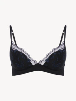 Brassière De Couleur Onyx Avec Tulle Brodé-Rembourré-MIDNIGHT BOTANICA