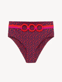 Mode Lingerie Boutique 21 Bas De Maillot De Bain Taille Haute Avec Ceinture Rouge Et Bleu-Bikinis-SUMMER WINDS