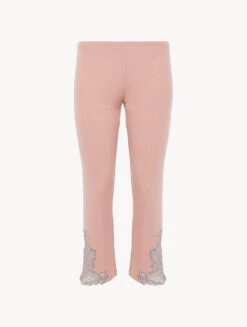 Pantalon Côtelé En Cachemire Mélangé Dans La Nuance Blush Clay Rehaussé De Guipure « frastaglio »-Pyjamas-ANGEL KISS
