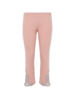 Pantalon Côtelé En Cachemire Mélangé Dans La Nuance Blush Clay Rehaussé De Guipure « frastaglio »-Pyjamas-ANGEL KISS -Mode Lingerie Boutique CFIPLM0060010 MUW241 101 26423 14496.1657206178