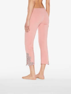 Pantalon Côtelé En Cachemire Mélangé Dans La Nuance Blush Clay Rehaussé De Guipure « frastaglio »-Pyjamas-ANGEL KISS -Mode Lingerie Boutique CFIPLM0060010 MUW241 2 20101 37501.1657206180