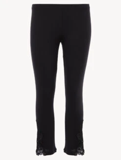 Pantalon Côtelé En Cachemire Mélangé Dans La Nuance Onyx Rehaussé De Guipure « frastaglio »-Pyjamas-ANGEL KISS