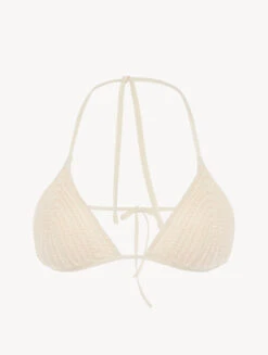 Soutien-gorge De Bain Triangle Champagne Avec Broderie Perlée-Bikinis-LUCI DI CAPRI