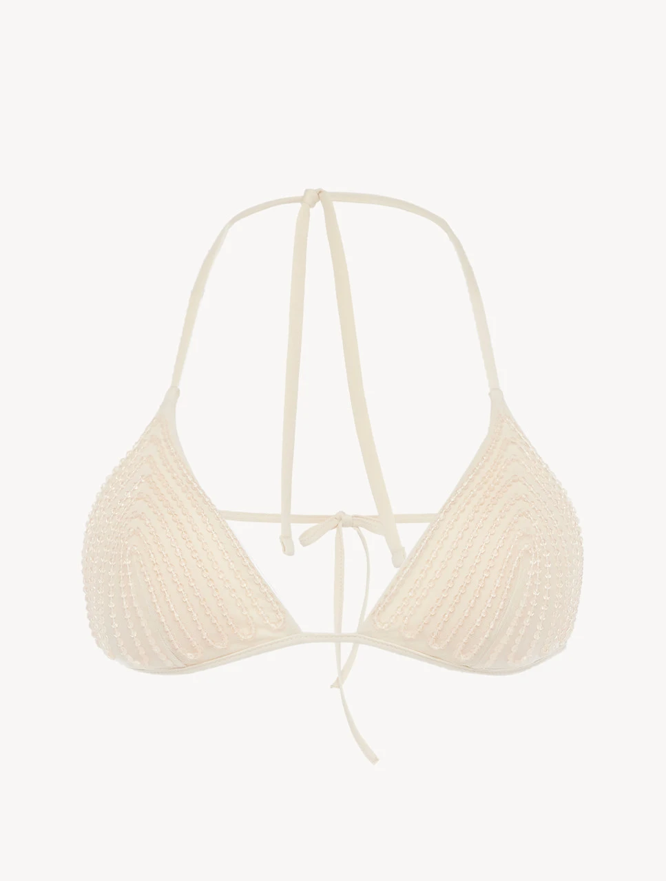 Soutien-gorge De Bain Triangle Champagne Avec Broderie Perlée-Bikinis-LUCI DI CAPRI 1 Soutien-gorge De Bain Triangle Champagne Avec Broderie Perlée-Bikinis-LUCI DI CAPRI