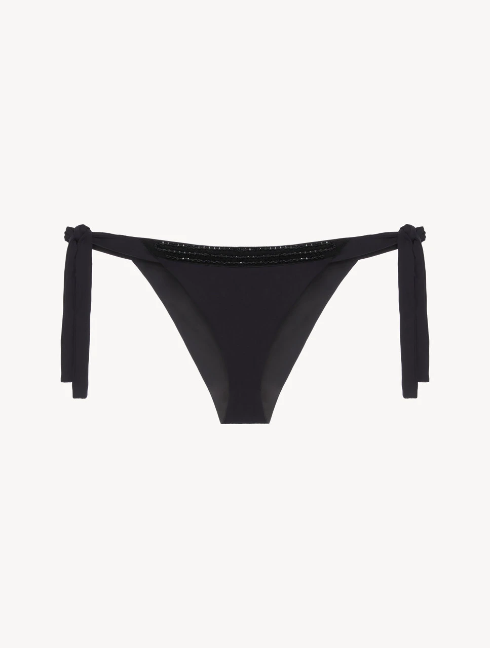 Bas De Maillot De Bain Noir Avec Broderie Perlée-Bikinis-LUCI DI CAPRI 1 Bas De Maillot De Bain Noir Avec Broderie Perlée-Bikinis-LUCI DI CAPRI