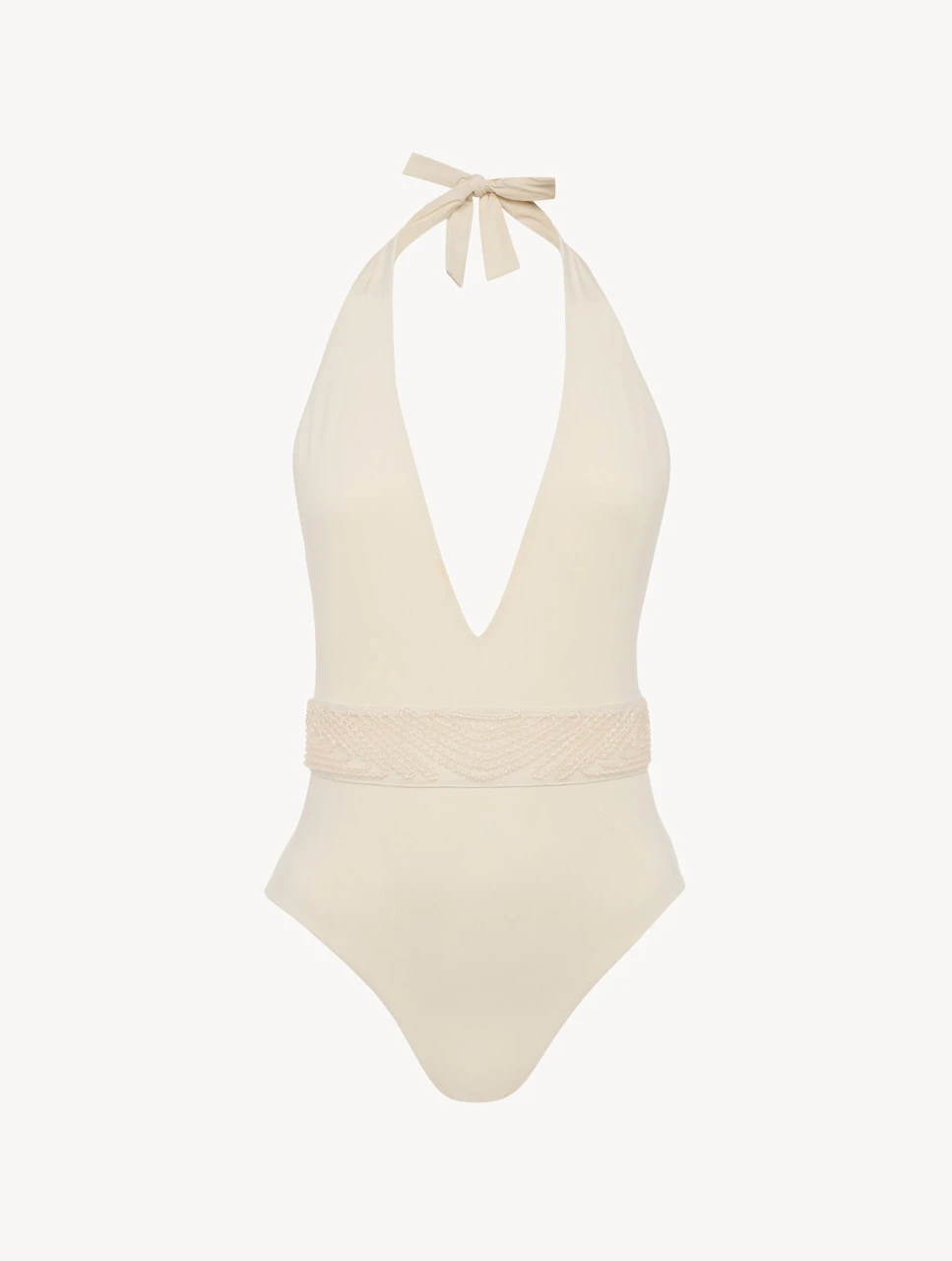 Maillot De Bain Champagne Avec Broderie Perlée-Maillots De Bain-LUCI DI CAPRI 1 Maillot De Bain Champagne Avec Broderie Perlée-Maillots De Bain-LUCI DI CAPRI