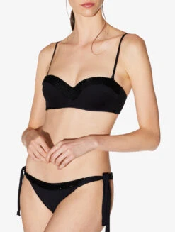 Soutien-gorge De Bain Bandeau Noir Avec Broderie Perlée-Bikinis-LUCI DI CAPRI -Mode Lingerie Boutique CFIPLM006854 NRB010 5 42111 93952.1690807710