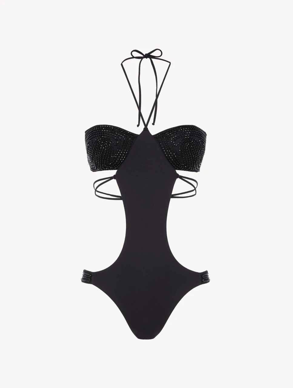Trikini Noir Avec Broderie Perlée-Bikinis-LUCI DI CAPRI 1 Trikini Noir Avec Broderie Perlée-Bikinis-LUCI DI CAPRI