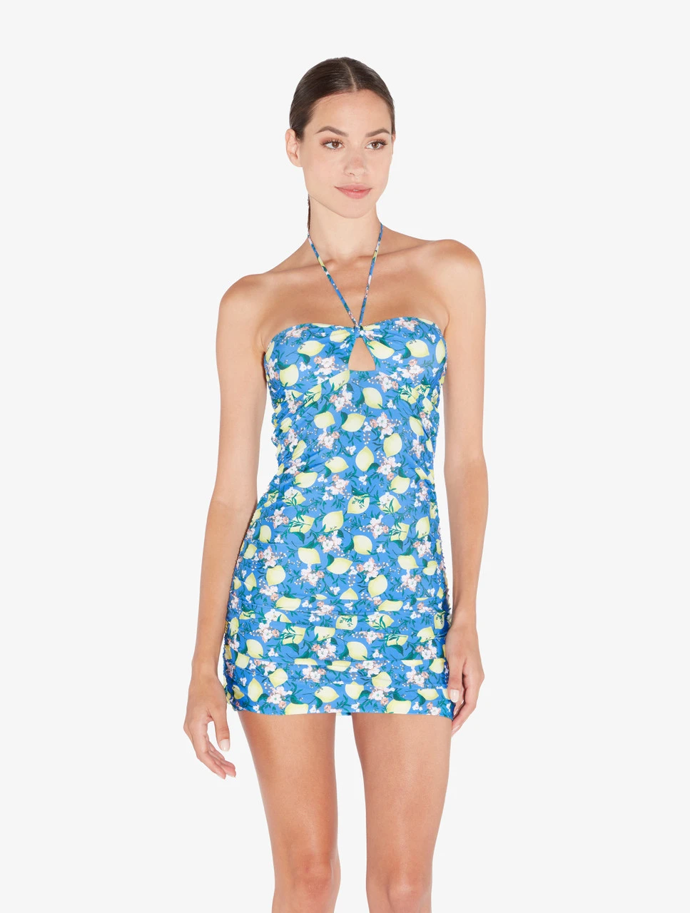 Robe Courte Imprimée Bleue-Vêtements De Plage-AMALFI TWIST 2 Robe Courte Imprimée Bleue-Vêtements De Plage-AMALFI TWIST – Image 2