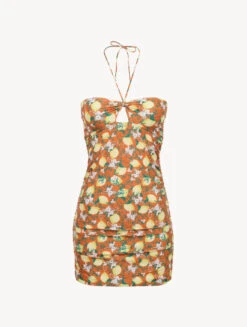 Robe Courte Imprimée Orange-Vêtements De Plage-AMALFI TWIST