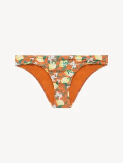 Bas De Maillot De Bain Imprimé Orange Avec Plissé-Bikinis-AMALFI TWIST