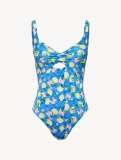 Maillot De Bain Imprimé Bleu Avec Découpe-Maillots De Bain-AMALFI TWIST