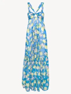 Robe Maxi Imprimée Bleue-Vêtements De Plage-AMALFI TWIST