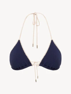 Mode Lingerie Boutique 41 Soutien-gorge De Bain Triangle Bleu Marine Avec Motif Monogrammé-Bikinis-SIGNATURE