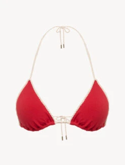 Mode Lingerie Boutique 25 Soutien-gorge De Bain Triangle Rouge Avec Motif Monogrammé-Bikinis-SIGNATURE