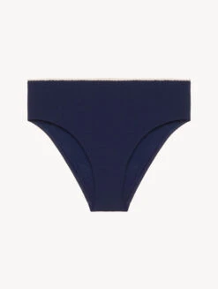 Bas De Maillot De Bain Taille Haute Bleu Marine Avec Motif Monogrammé-Bikinis-SIGNATURE