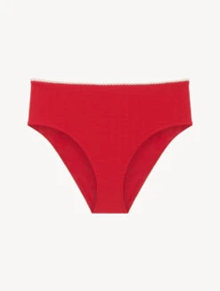 Bas De Maillot De Bain Taille Haute Rouge Avec Motif Monogrammé-Bikinis-SIGNATURE