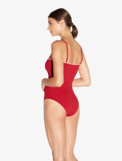 Maillot De Bain à Armatures Rouge Avec Motif Monogrammé-Maillots De Bain-SIGNATURE -Mode Lingerie Boutique CFIPLM007429 RSW180 2 13852 22022.1690809680