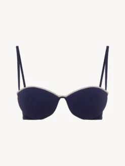 Mode Lingerie Boutique 33 Soutien-gorge De Bain Bandeau Bleu Marine Avec Motif Monogrammé-Bikinis-SIGNATURE