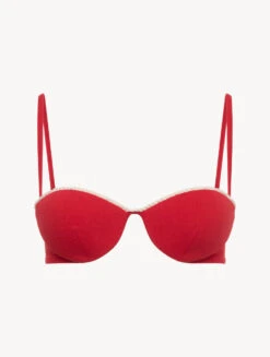 Soutien-gorge De Bain Bandeau Rouge Avec Motif Monogrammé-Bikinis-SIGNATURE