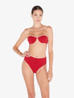 Soutien-gorge De Bain Bandeau Rouge Avec Motif Monogrammé-Bikinis-SIGNATURE -Mode Lingerie Boutique CFIPLM007462 RSW180 3 92260 12709.1690809692
